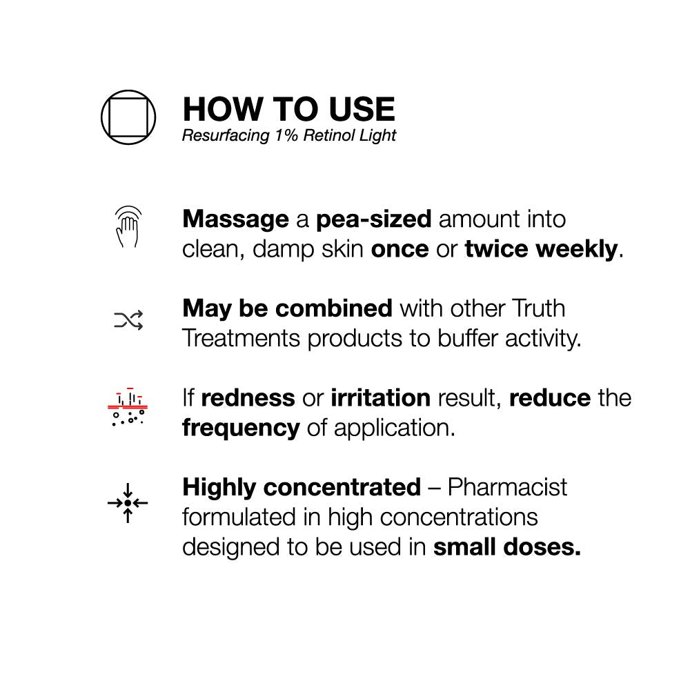 How to use Resurfacing 1% Retinol Light — apply weekly to clean skin for sensitive skin retinol results